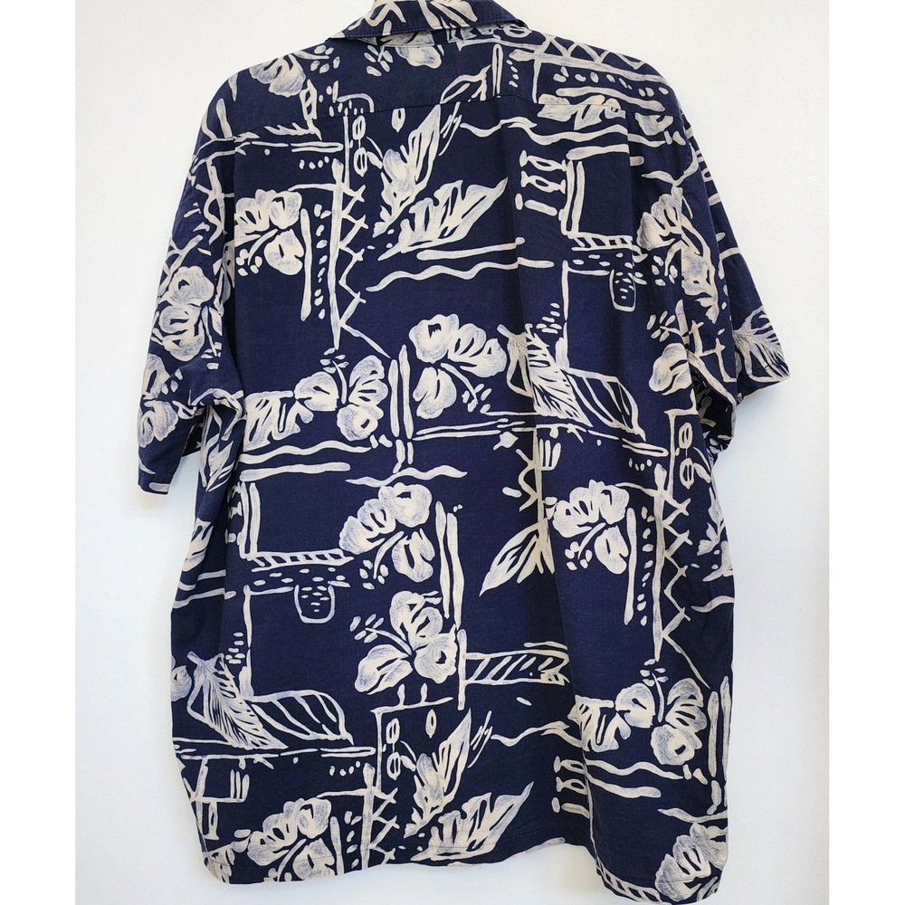 Hilo Hattie The Hawaiian Original Navy Blue Aloha Shirt XL Made in Hawaii Rayon - Picture 6 of 6